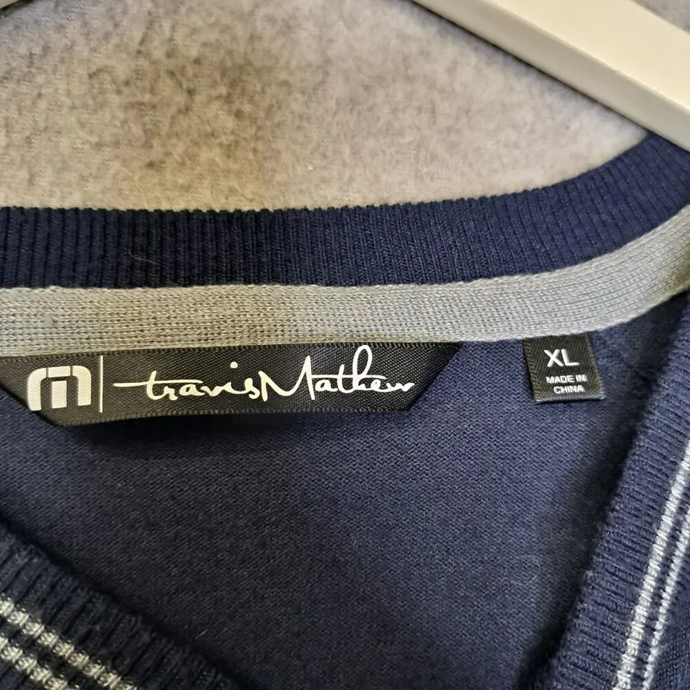 Travis Matthew V Neck Sweater Men’s XL Navy Blue Golf Casual Soft